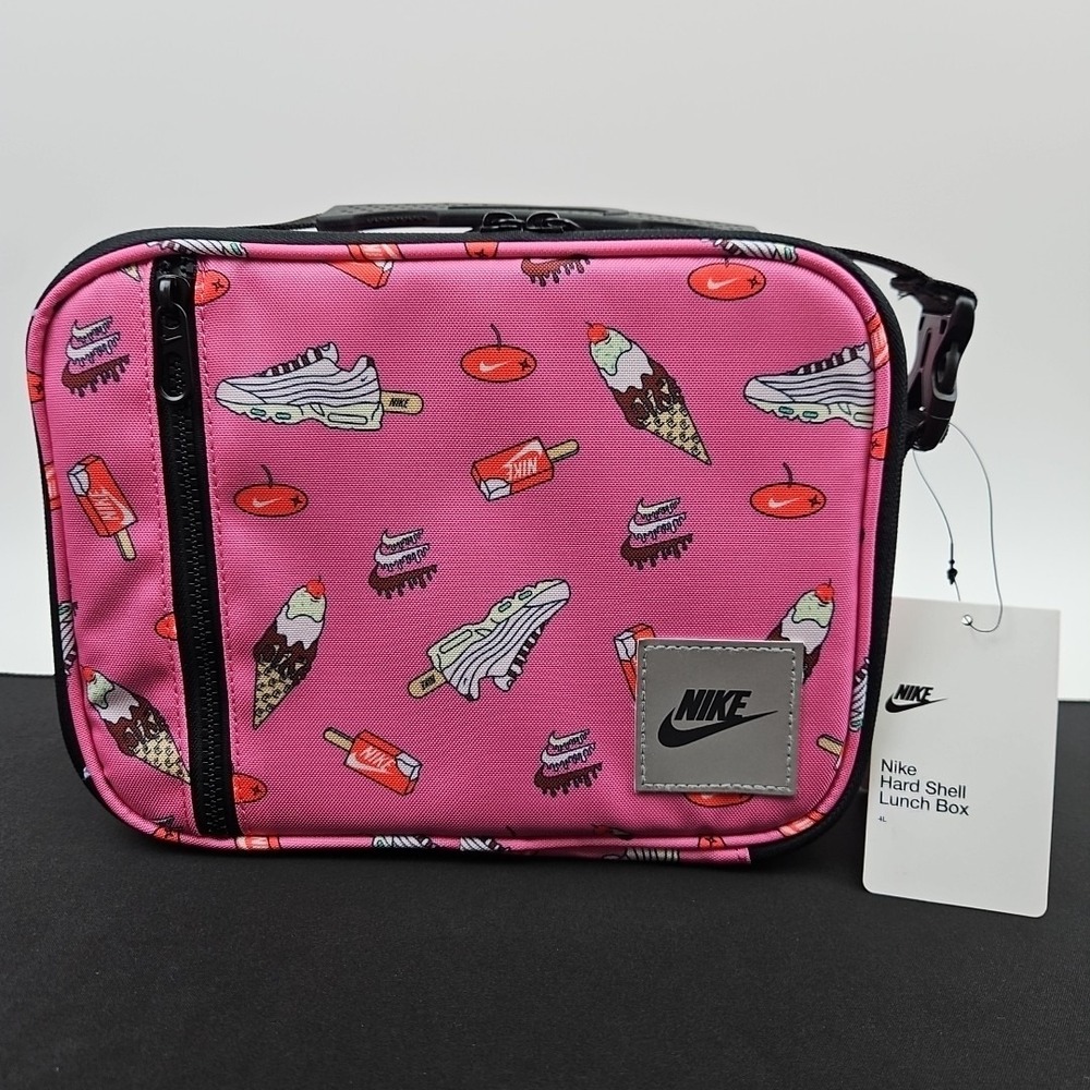 Nike Lunch Bag Tote Hard Shell-Lined Insulated Black‎ Pink New 9A2929-I27
